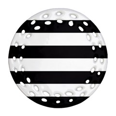 Black And White Large Stripes Goth Mime French Style Ornament (round Filigree) by genx