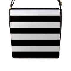 Black And White Large Stripes Goth Mime French Style Flap Closure Messenger Bag (l) by genx