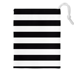 Black And White Large Stripes Goth Mime French Style Drawstring Pouch (4xl) by genx