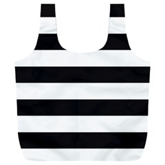 Black And White Large Stripes Goth Mime French Style Full Print Recycle Bag (xxl) by genx