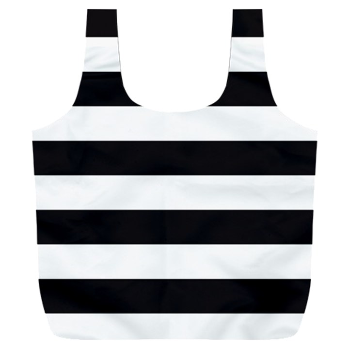 Black and White Large Stripes Goth Mime french style Full Print Recycle Bag (XXL)