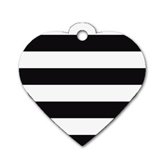 Black And White Large Stripes Goth Mime French Style Dog Tag Heart (two Sides) by genx