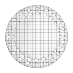 Aesthetic Black And White Grid Paper Imitation Ornament (round Filigree) by genx