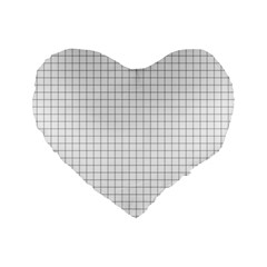 Aesthetic Black And White Grid Paper Imitation Standard 16  Premium Heart Shape Cushions by genx