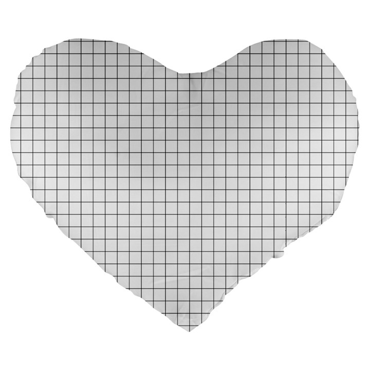 Aesthetic Black and White grid paper imitation Large 19  Premium Heart Shape Cushions