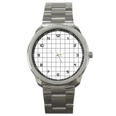 Aesthetic Black And White Grid Paper Imitation Sport Metal Watch by genx