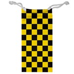 Checkerboard Pattern Black and Yellow Ancap Libertarian Jewelry Bag Front