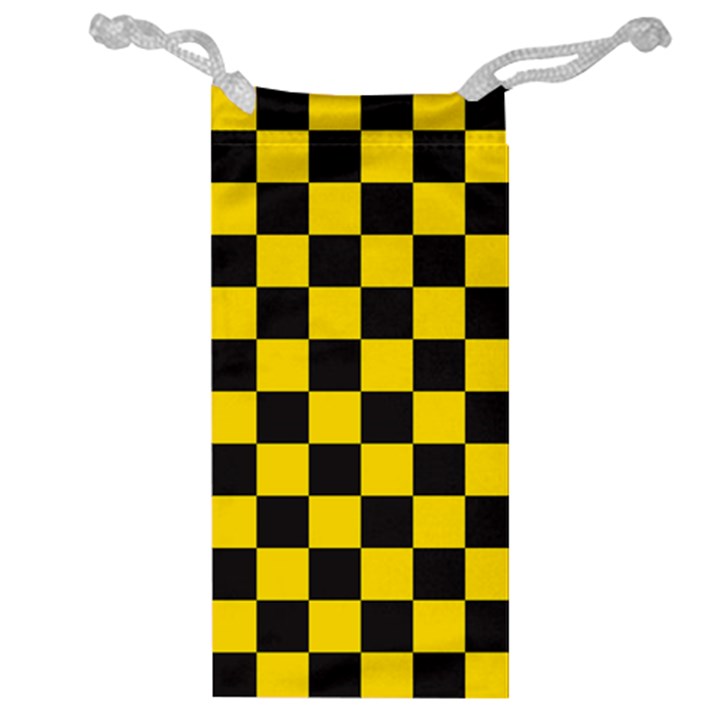 Checkerboard Pattern Black and Yellow Ancap Libertarian Jewelry Bag