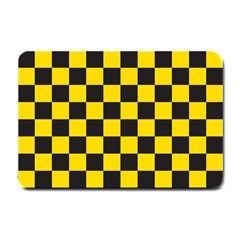 Checkerboard Pattern Black And Yellow Ancap Libertarian Small Doormat  by snek