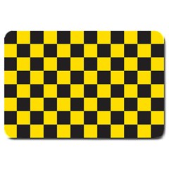 Checkerboard Pattern Black And Yellow Ancap Libertarian Large Doormat  by snek