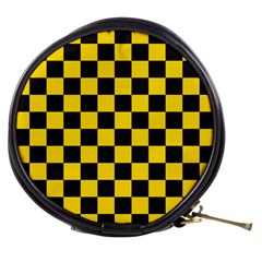 Checkerboard Pattern Black And Yellow Ancap Libertarian Mini Makeup Bag by snek