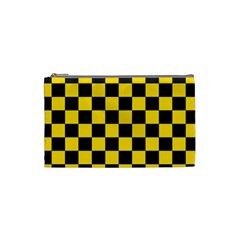 Checkerboard Pattern Black And Yellow Ancap Libertarian Cosmetic Bag (small) by snek