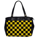 Checkerboard Pattern Black and Yellow Ancap Libertarian Oversize Office Handbag Front