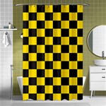 Checkerboard Pattern Black and Yellow Ancap Libertarian Shower Curtain 48  x 72  (Small)  Curtain(48  X 72 ) - 42.18 x64.8  Curtain(48  X 72 )