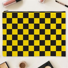 Checkerboard Pattern Black And Yellow Ancap Libertarian Cosmetic Bag (xxxl) by snek