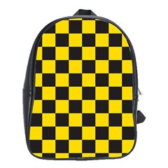 Checkerboard Pattern Black And Yellow Ancap Libertarian School Bag (xl) by snek