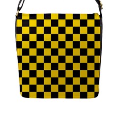 Checkerboard Pattern Black And Yellow Ancap Libertarian Flap Closure Messenger Bag (l) by snek