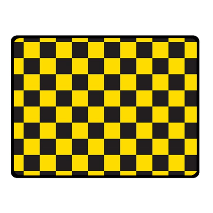 Checkerboard Pattern Black and Yellow Ancap Libertarian Double Sided Fleece Blanket (Small) 