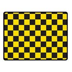 Checkerboard Pattern Black and Yellow Ancap Libertarian Double Sided Fleece Blanket (Small)  45 x34  Blanket Back