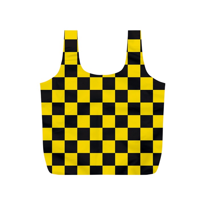 Checkerboard Pattern Black and Yellow Ancap Libertarian Full Print Recycle Bag (S)