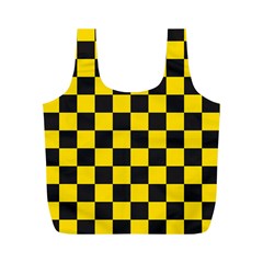 Checkerboard Pattern Black And Yellow Ancap Libertarian Full Print Recycle Bag (m) by snek