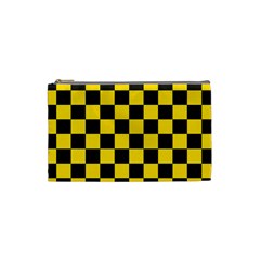 Checkerboard Pattern Black And Yellow Ancap Libertarian Cosmetic Bag (xs) by snek