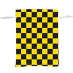 Checkerboard Pattern Black and Yellow Ancap Libertarian  Lightweight Drawstring Pouch (XL) Front