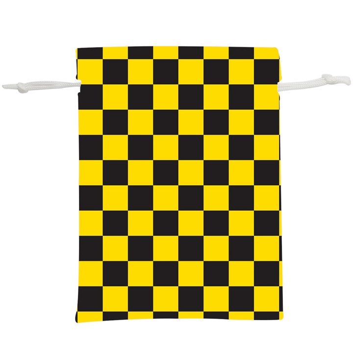 Checkerboard Pattern Black and Yellow Ancap Libertarian  Lightweight Drawstring Pouch (XL)