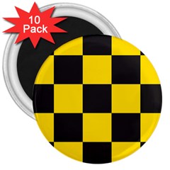 Checkerboard Pattern Black And Yellow Ancap Libertarian 3  Magnets (10 Pack)  by snek