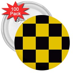 Checkerboard Pattern Black And Yellow Ancap Libertarian 3  Buttons (100 Pack) 