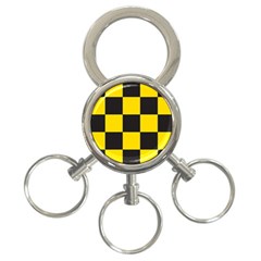 Checkerboard Pattern Black And Yellow Ancap Libertarian 3-ring Key Chain by snek