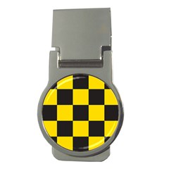 Checkerboard Pattern Black And Yellow Ancap Libertarian Money Clips (round)  by snek