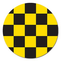 Checkerboard Pattern Black And Yellow Ancap Libertarian Magnet 5  (round) by snek