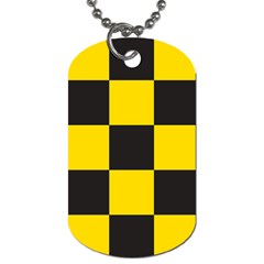 Checkerboard Pattern Black And Yellow Ancap Libertarian Dog Tag (one Side) by snek