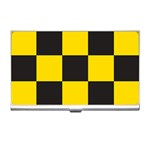 Checkerboard Pattern Black and Yellow Ancap Libertarian Business Card Holder Front