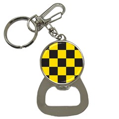 Checkerboard Pattern Black And Yellow Ancap Libertarian Bottle Opener Key Chain by snek