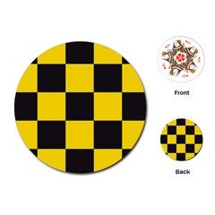 Checkerboard Pattern Black and Yellow Ancap Libertarian Playing Cards Single Design (Round)