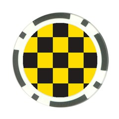 Checkerboard Pattern Black and Yellow Ancap Libertarian Poker Chip Card Guard