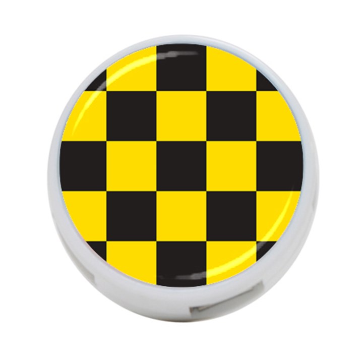 Checkerboard Pattern Black and Yellow Ancap Libertarian 4-Port USB Hub (Two Sides)