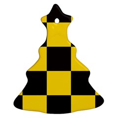 Checkerboard Pattern Black And Yellow Ancap Libertarian Ornament (christmas Tree)  by snek