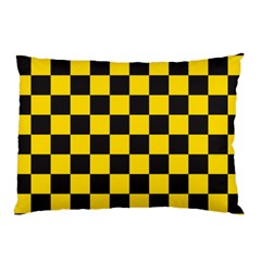 Checkerboard Pattern Black And Yellow Ancap Libertarian Pillow Case (two Sides) by snek