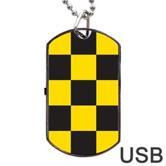 Checkerboard Pattern Black And Yellow Ancap Libertarian Dog Tag Usb Flash (one Side) by snek