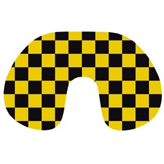 Checkerboard Pattern Black And Yellow Ancap Libertarian Travel Neck Pillow by snek