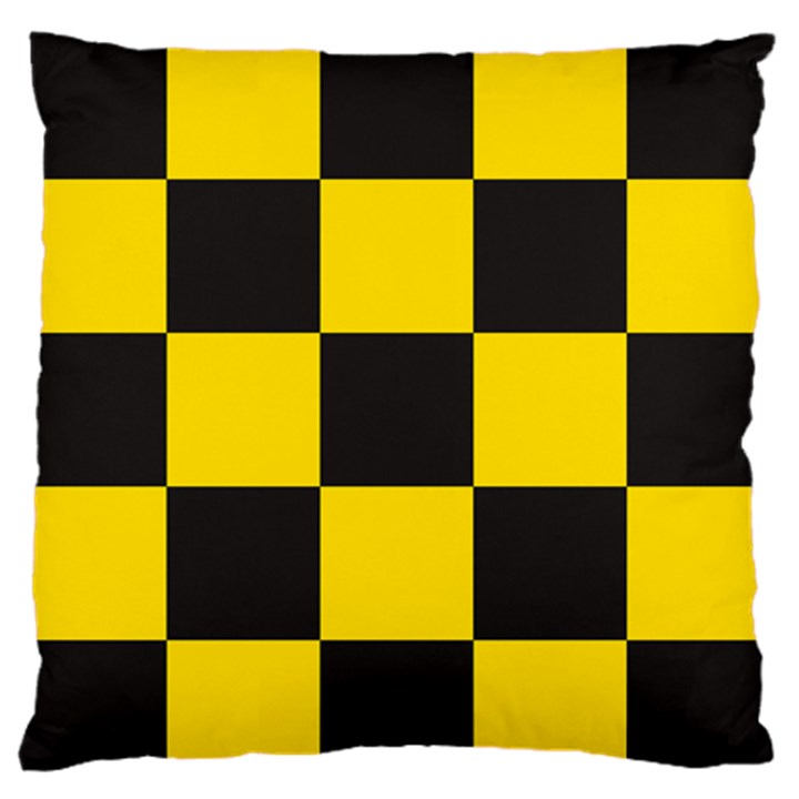 Checkerboard Pattern Black and Yellow Ancap Libertarian Standard Flano Cushion Case (One Side)