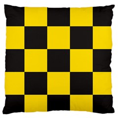 Checkerboard Pattern Black And Yellow Ancap Libertarian Large Flano Cushion Case (one Side) by snek