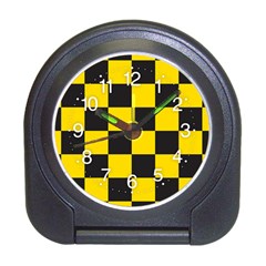 Checkerboard Pattern Black And Yellow Ancap Libertarian Travel Alarm Clock by snek