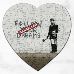 Banksy Graffiti Original Quote Follow Your Dreams Cancelled Cynical With Painter Jigsaw Puzzle (heart) by snek