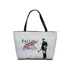 Banksy Graffiti Original Quote Follow Your Dreams Cancelled Cynical With Painter Classic Shoulder Handbag by snek