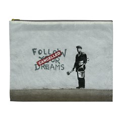 Banksy Graffiti Original Quote Follow Your Dreams Cancelled Cynical With Painter Cosmetic Bag (xl) by snek