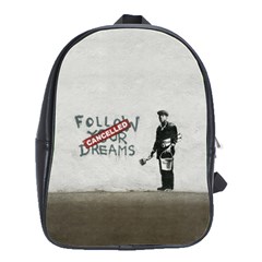 Banksy Graffiti Original Quote Follow Your Dreams Cancelled Cynical With Painter School Bag (large) by snek